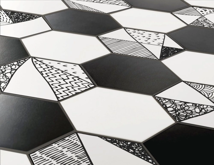 Hexa Black Hexagon 23x27