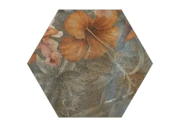 Hibiscus Blue Matt Hexagon 23x27