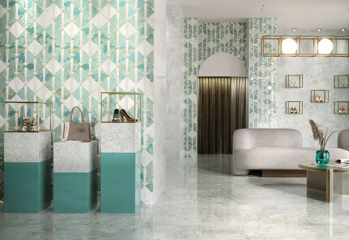 Mosaico Amazonite Diamonds 23X25