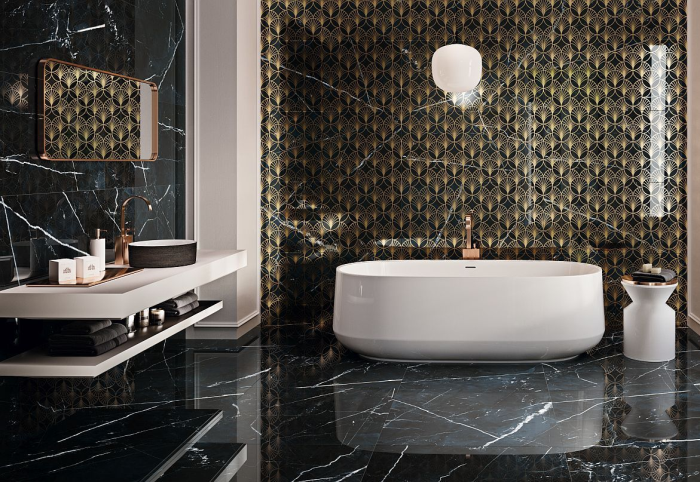 Mosaico Black Calacatta Gold 28,5X25,5