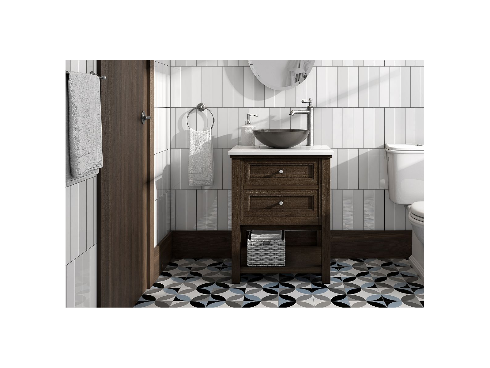 Ornamental Black & White 20x20