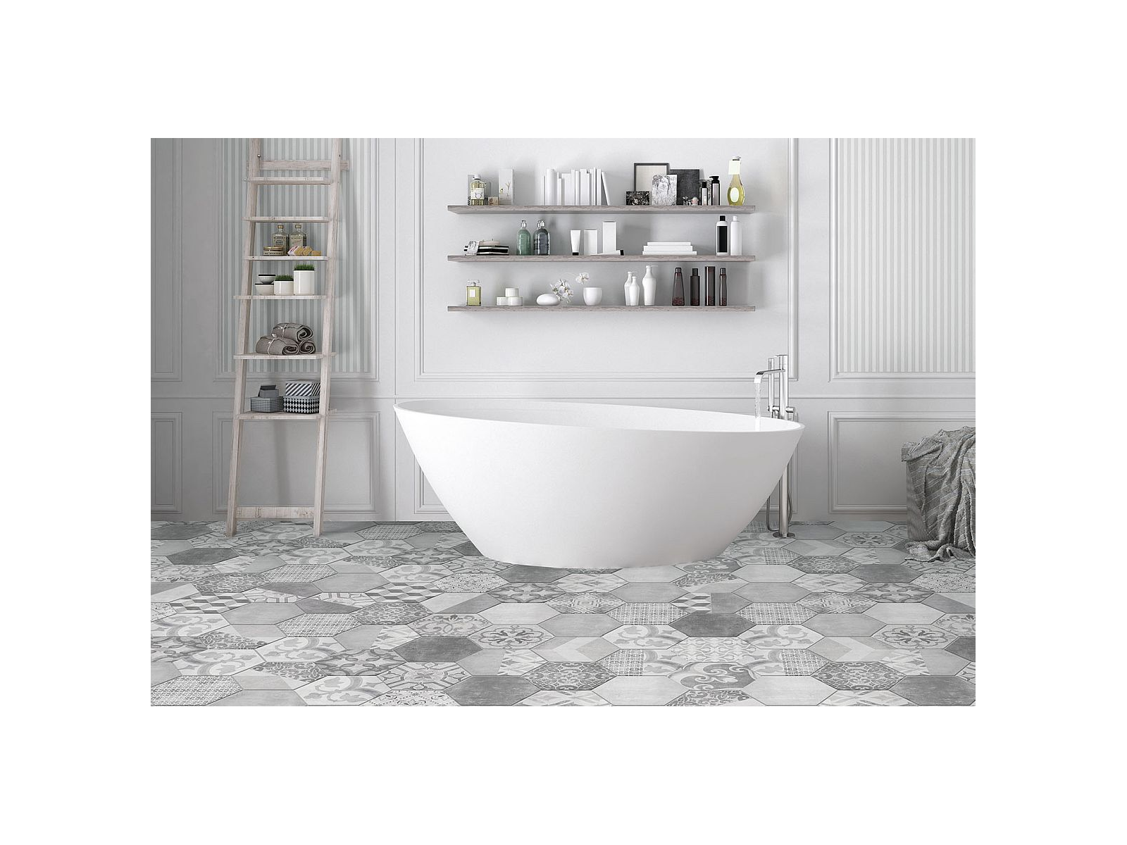 Siena Misty Grey Matt Hexagon 23x27