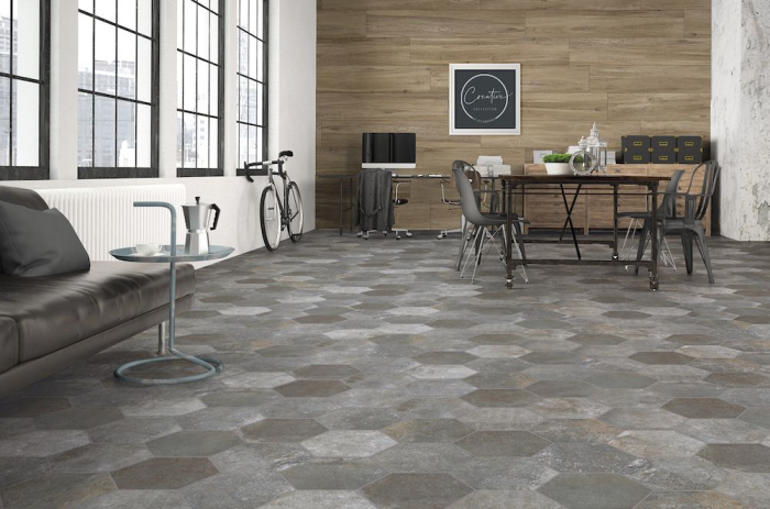 Siena Misty Grey Matt Hexagon 23x27