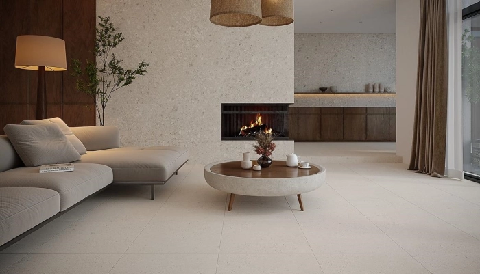 Small Terrazzo Stone Warm Beige Mat Rektifikovaná 60X120